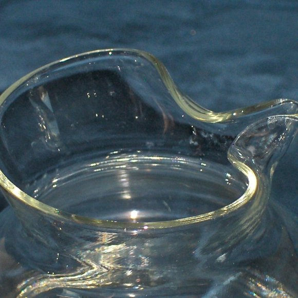 Vintage Clear Pitcher Wicker Handle Mid Century Modern Handmade Blown Glass - Picture 8 of 9